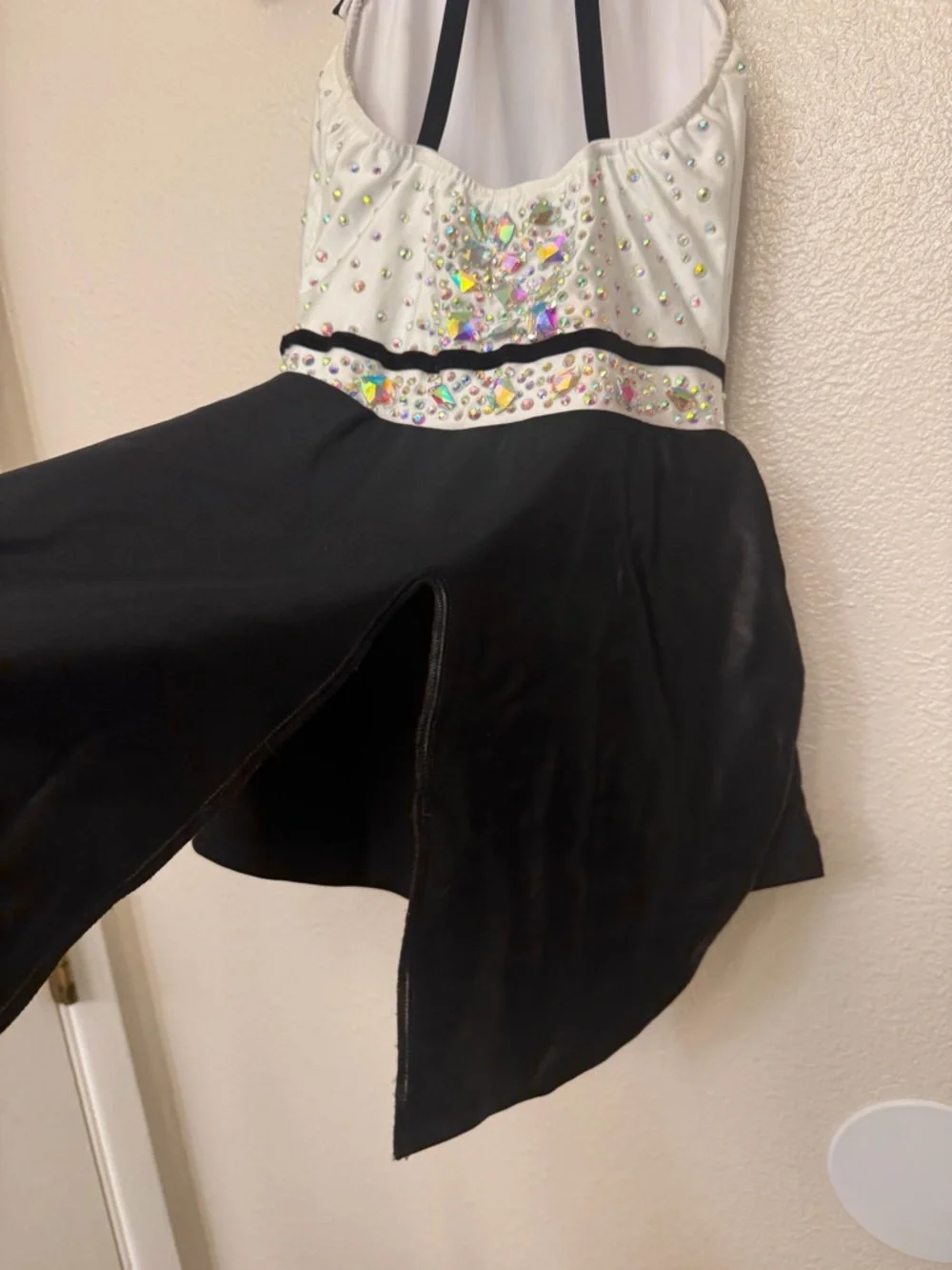 Glamour dance costume solo black white tux suit menswear leotard LC-large child